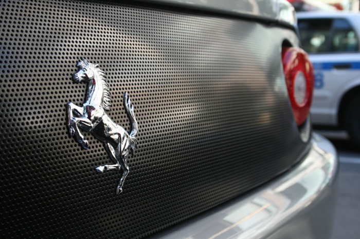Ferrari horse logo on the car