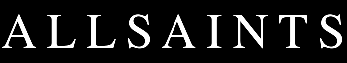 AllSaints logo, black bg