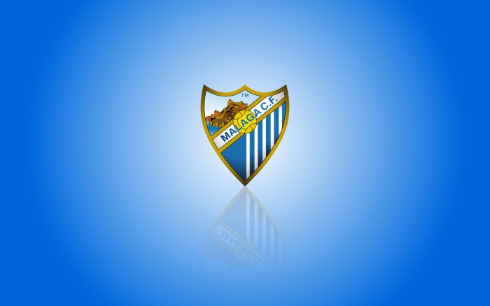 Málaga CF wallpaper with club logo, widescreen blue background - 1920x1200