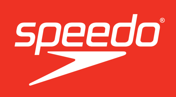 Speedo logo, red background