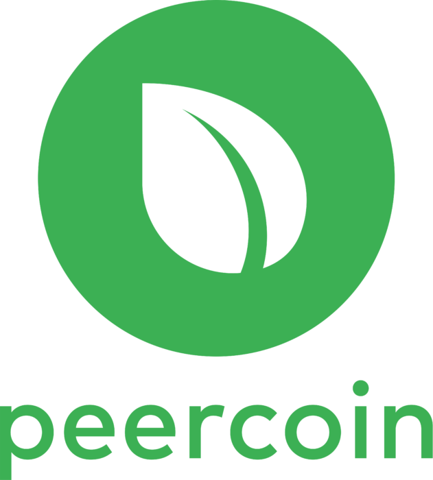 Peercoin Logo vertically green text