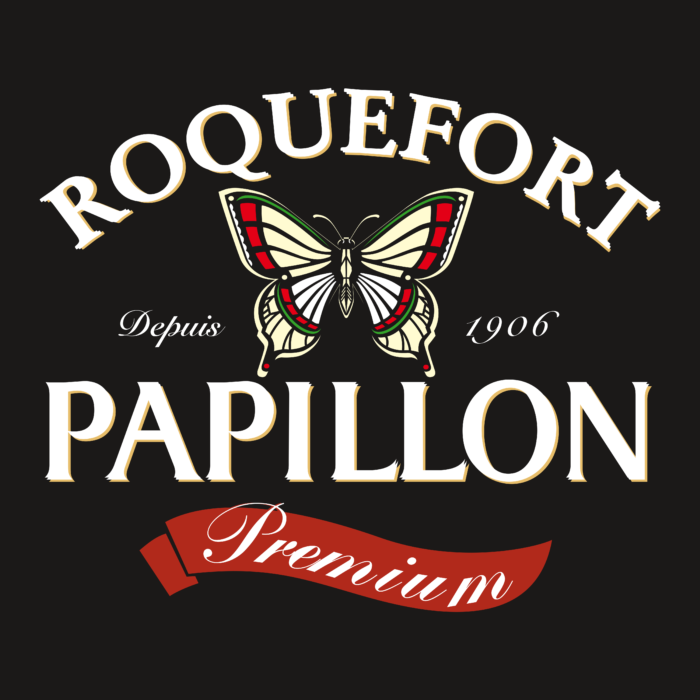 Papillon Roquefort Logo white text