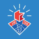 Komsomolsk on Amur Logo blue background