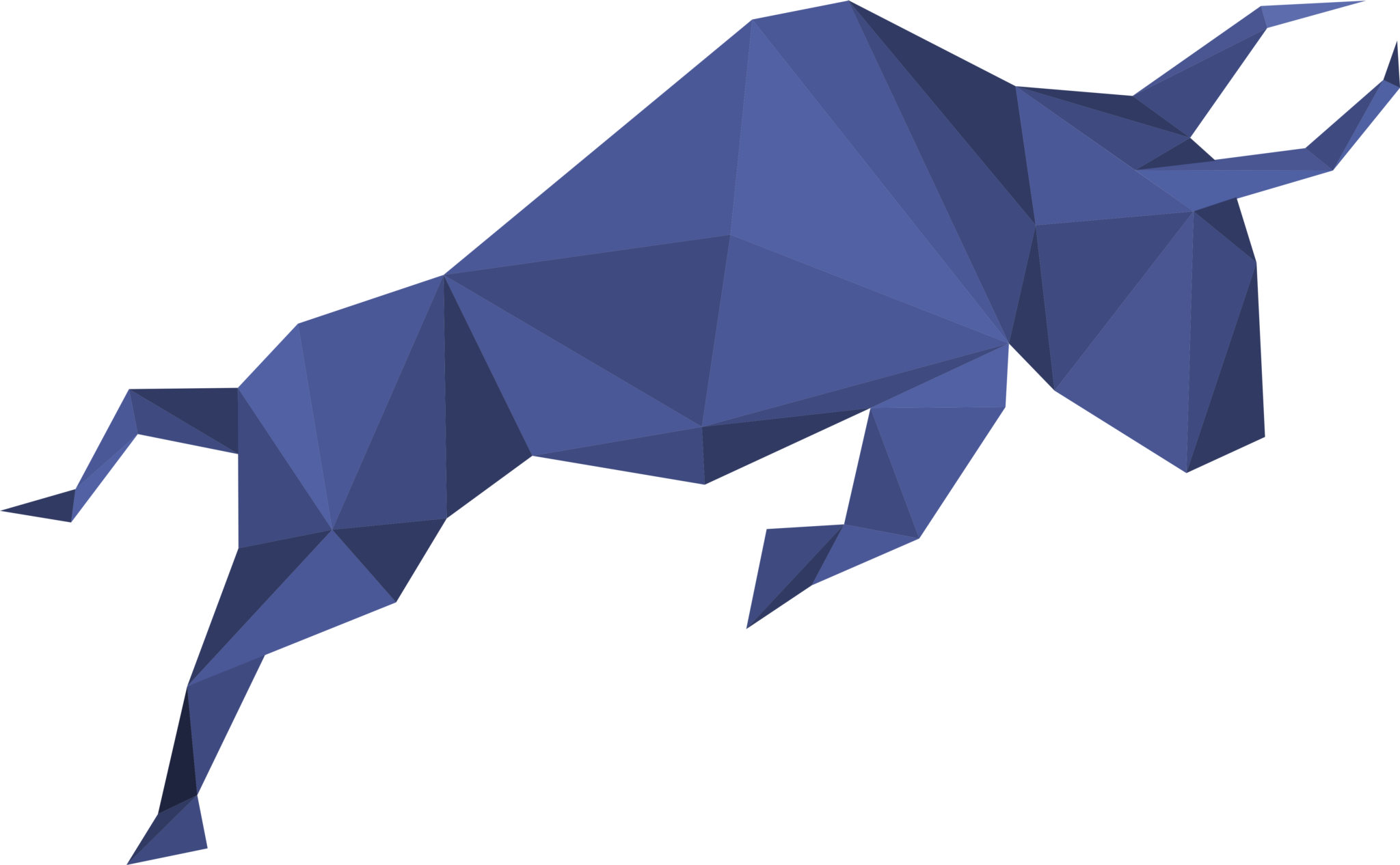 Бык Low Poly. Оригами без фона. Корова Лоу Поли. Polymath logo.